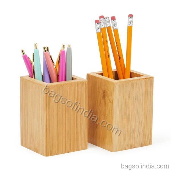 2 Pack Bamboo Wood Desk Pen Stand - Pen Stand in India