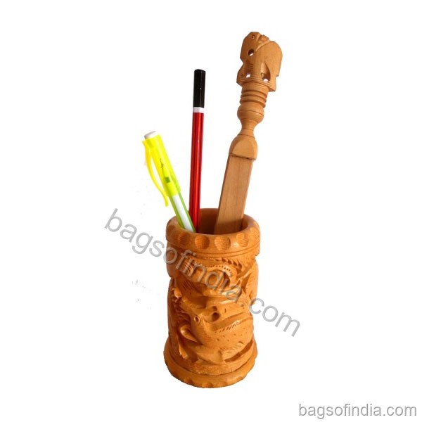 Arrakasta Crafts Wooden Pen Holder - Pen Stand in India