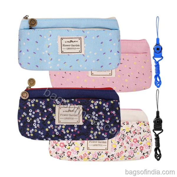 Flower Floral Canvas Pen Pencil Cases Makeup Bags - Pencil Cases And Pouches in India