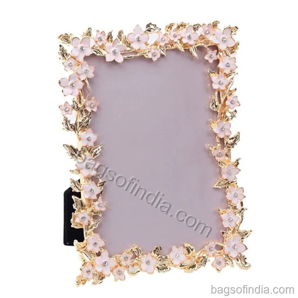 Gold Leaf and Ivory Flower Photo Frame - Photo Frame in India