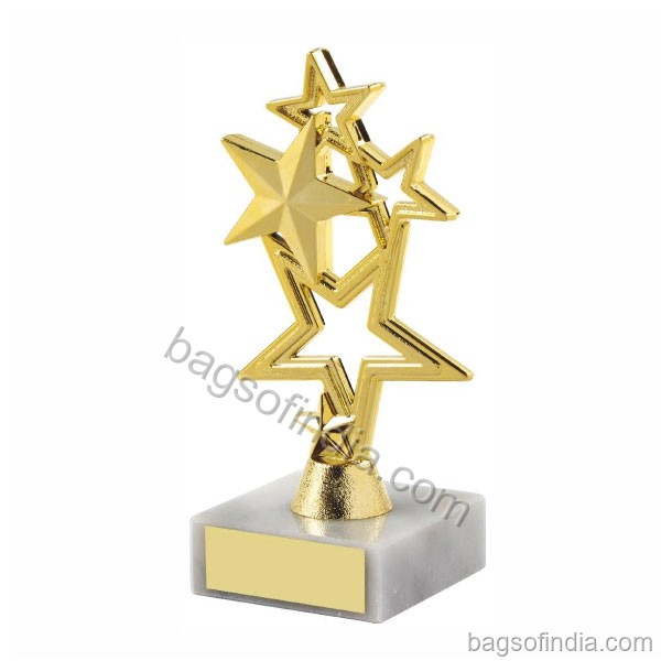 Golden Star Shield Trophy with Marble Base - Trophy And Momento in India