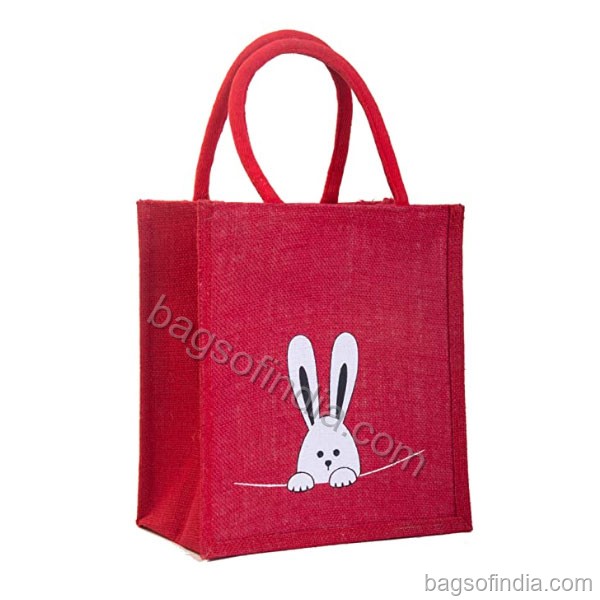H&B Printed Rabbit Jute Lunch Bags - Jute Bags in India