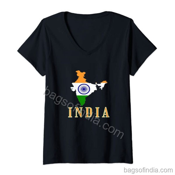 Indian Flag Country Map Outline T-Shirt - Promotional T Shirts in India
