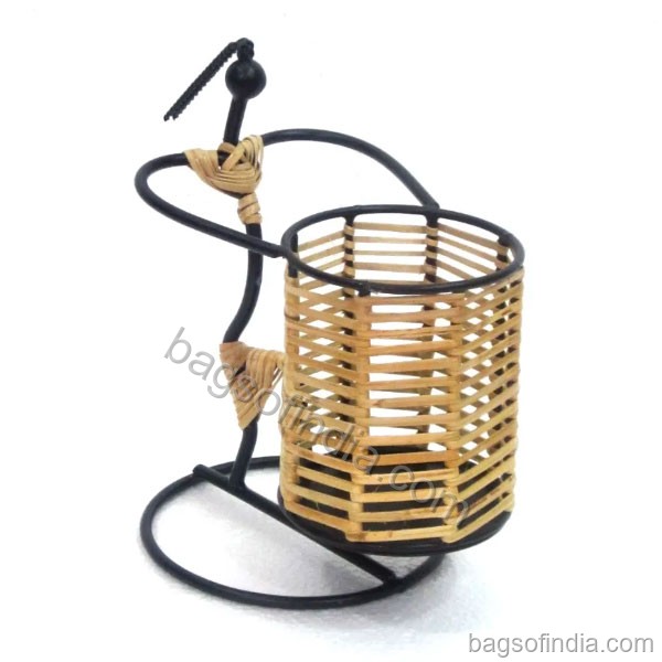  Iron Lady Pen Holder with Cane Work - Pen Stand in India