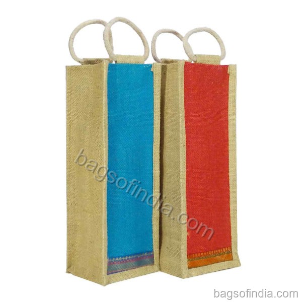 Jute Bottle Bags Pack of 2 Grocery Bags - Jute Wine Bags in India