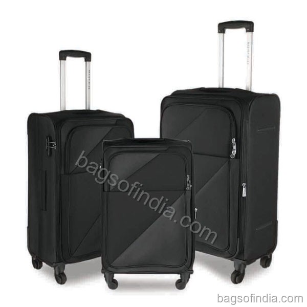 Polyester Luggage Set of 3 Black Trolley Bags - Trolley Bags in India
