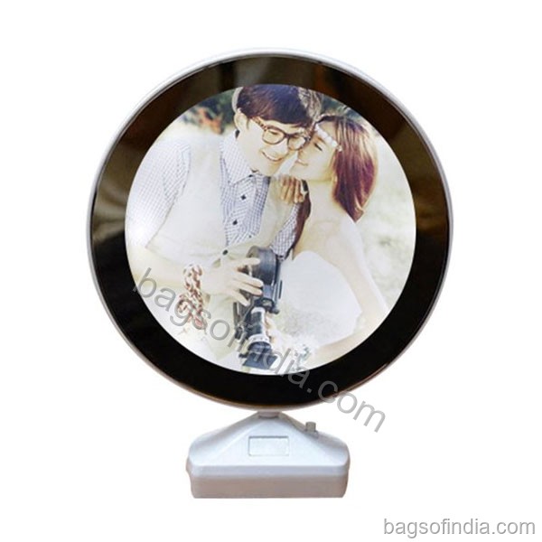 Round Attractive Mirror LED Tabletop Photo Frame - Photo Frame in India