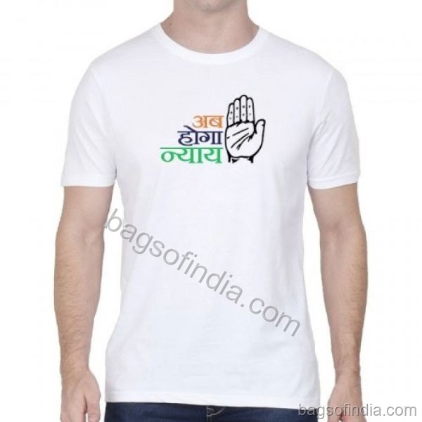 Typography Round Neck White T-Shirt - Promotional T Shirts in India